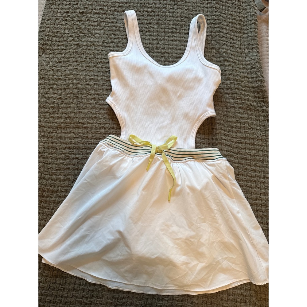 OFFLINE by Aerie White Ribbed Cutout Tennis Dress with Shorts Size S
